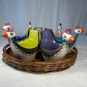 1940s Bitossi Bird Shaped Bowls Dishes Vintage Italian Serving Pottery Set of 6